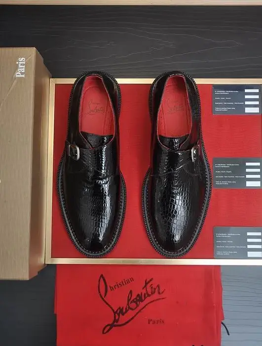 Christian Louboutin Crocodile Embossed Single Monk Strap Dress Shoes