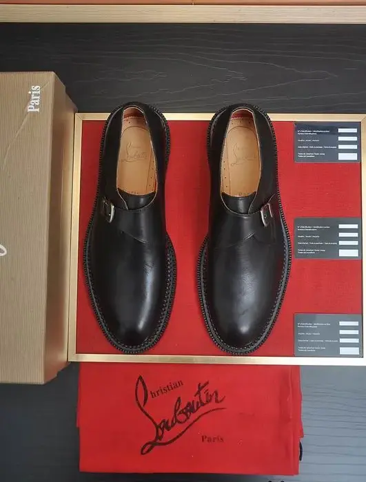 Christian Louboutin Single Monk Strap Dress Shoes With Silver Tone Buckle In 2 Colors