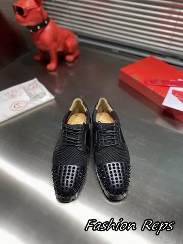 Christian Louboutin Spiked Dress Shoes With Signature Textured Cap Toes