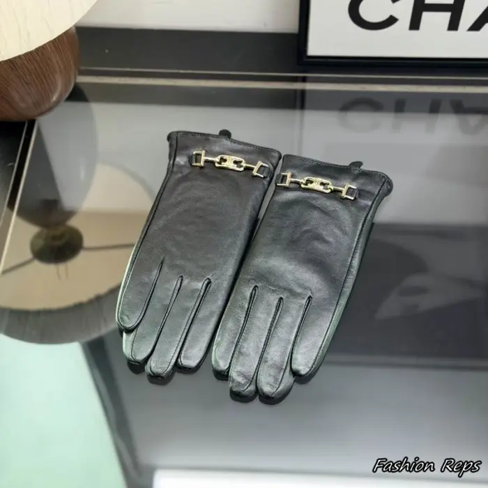 Celine Triomphe Maillon Leather Gloves