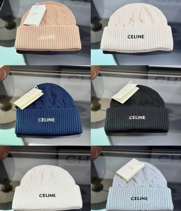 Celine Cable Knit Embroidered Beanie In Different Colors