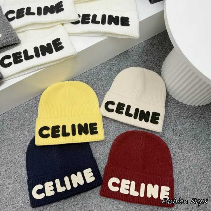 Celine Embroidered Ribbed Beanies In Multiple Colors