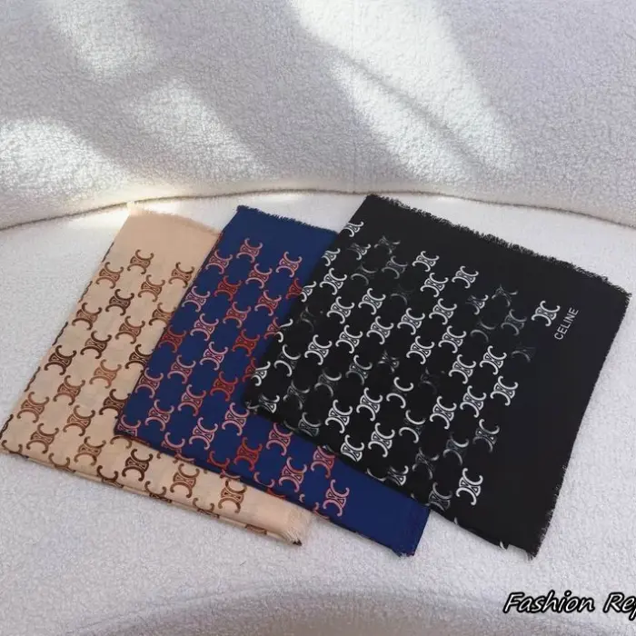 Celine Triomphe Monogram Silk Scarf In Different Colors