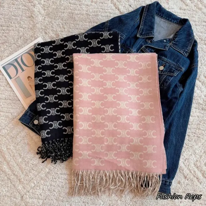 Celine Triomphe Monogram Pattern Scarf In 2 Colors