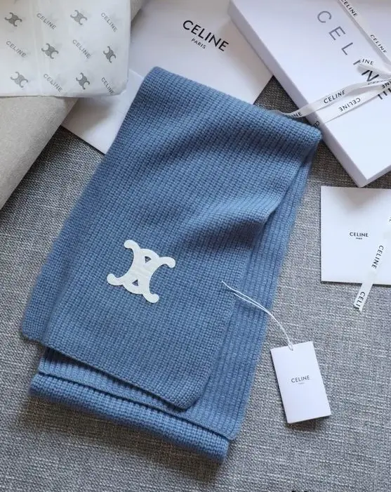 Celine Triomphe Ribbed Knit Scarf