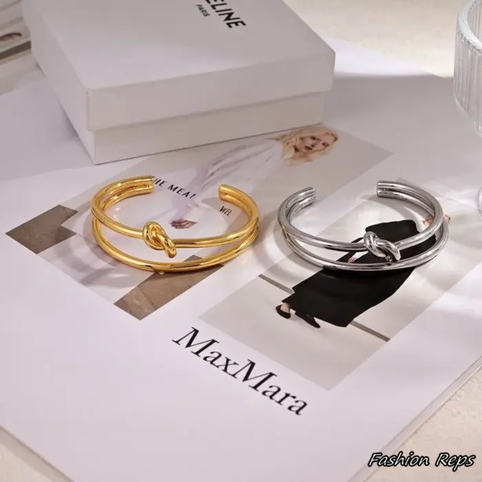 Celine Celine Knot Double Cuff Bracelet In 2 Colors