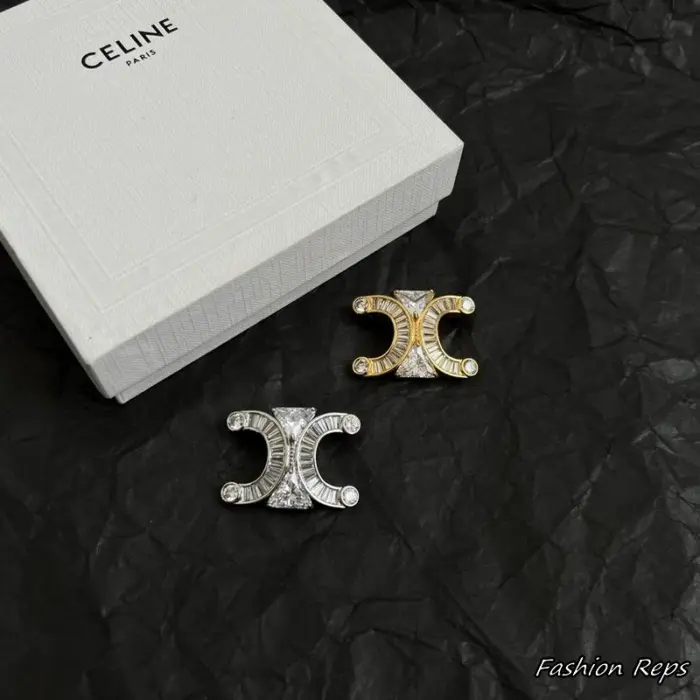 Celine Triomphe Articulated Sparkle Brooch In 2 Colors