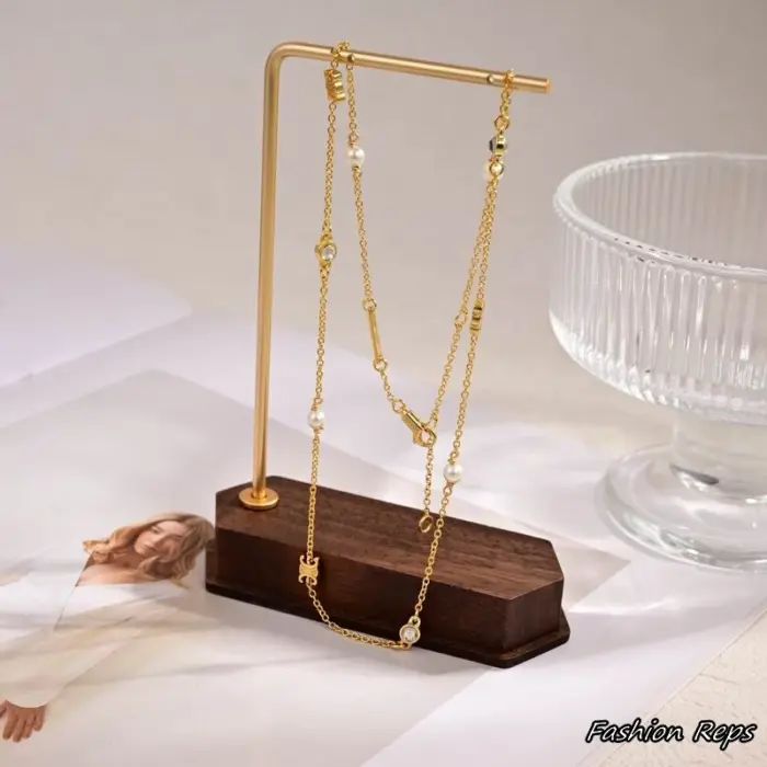 Celine Triomphe Pearl Double Necklace
