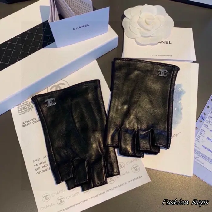 Chanel Block Lettering Fingerless Gloves