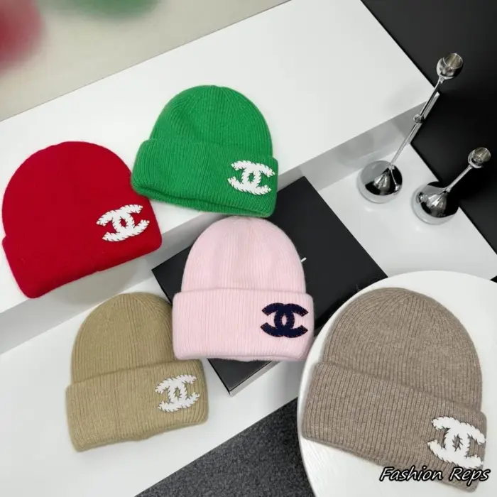 Chanel Blanket Stitch Border CC Logo Toque Beanies In Multiple Colors