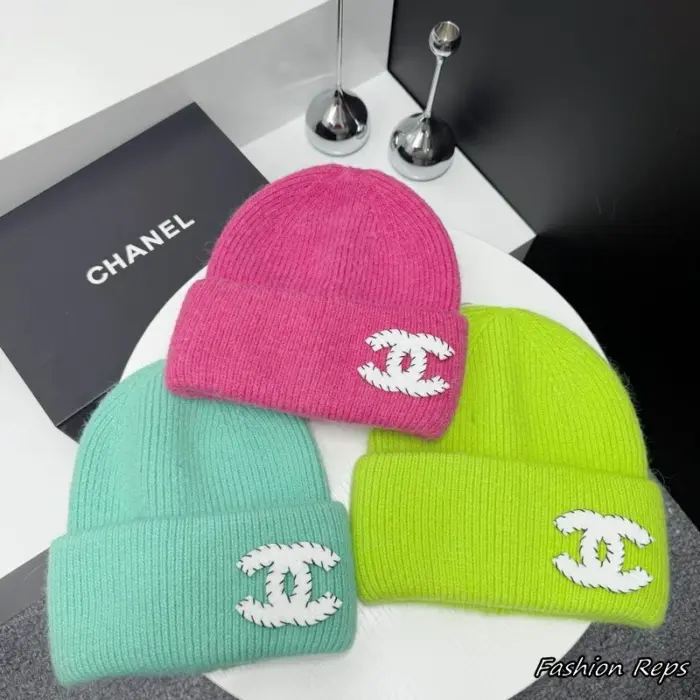 Chanel Blanket Stitch Border CC Logo Toque Beanie In Multiple Colors