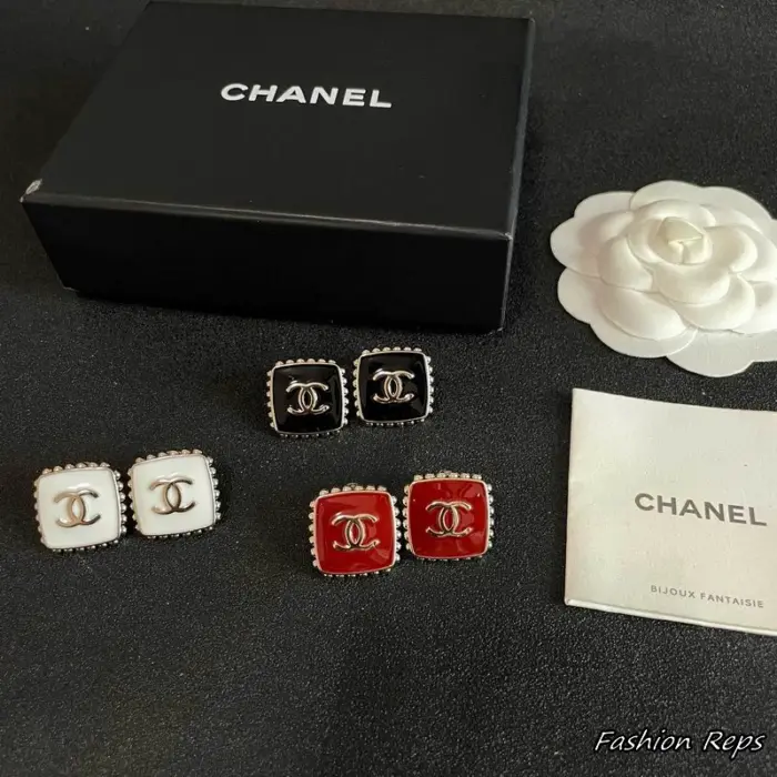 Chanel Square Resin CC Stud Earrings In Different Colors