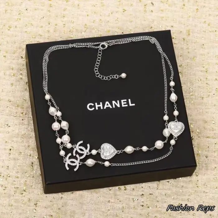 Chanel CC Heart & Faux Pearl Layered Necklace