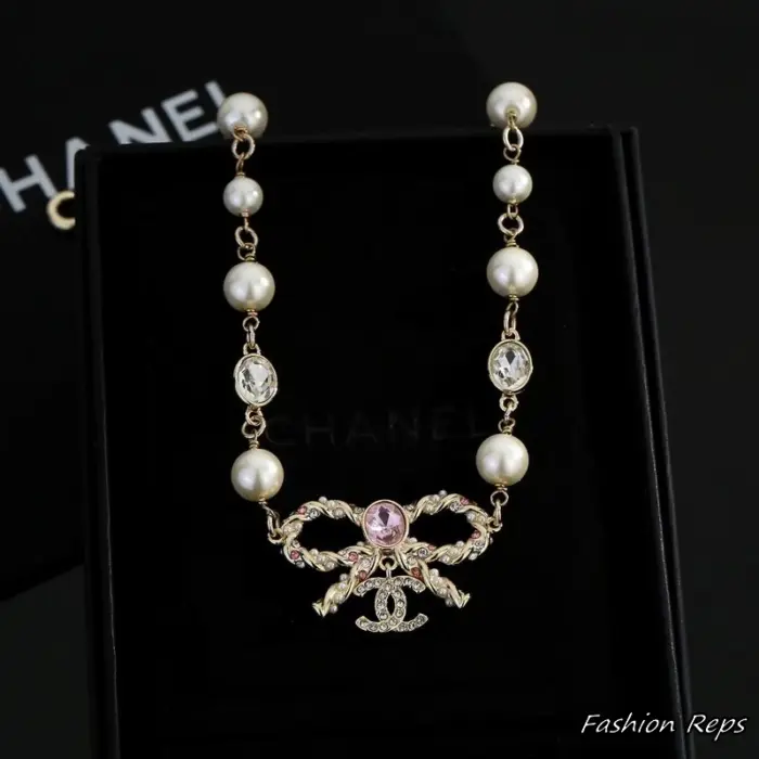 Chanel Bow and Faux Pearl Choker Necklace