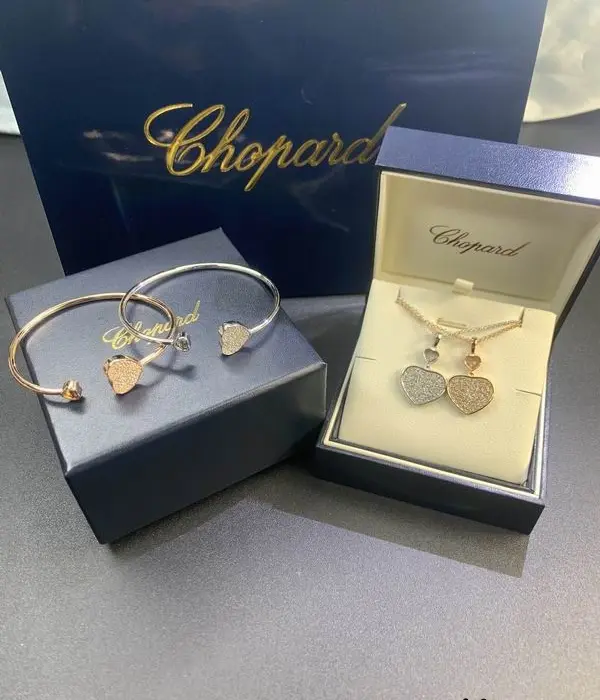 Chopard Happy Hearts Collection Necklace & Bracelet  Set In 2 Colors