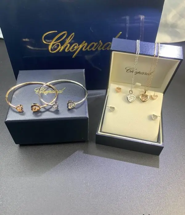 Chopard Happy Hearts Collection Necklace & Bracelet & Earrings Set In 2 Colors