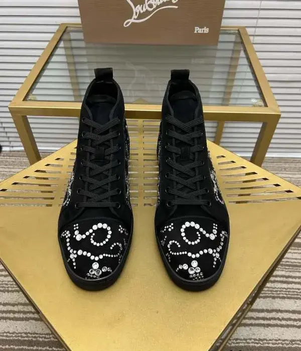 Christian Louboutin High Top Sneakers With Intricate Crystal Strass Embellishments