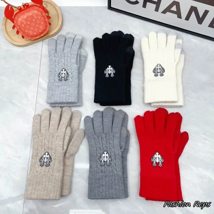 Chrome Hearts Cemetery Cross Cable Knit Gloves In Different Colors