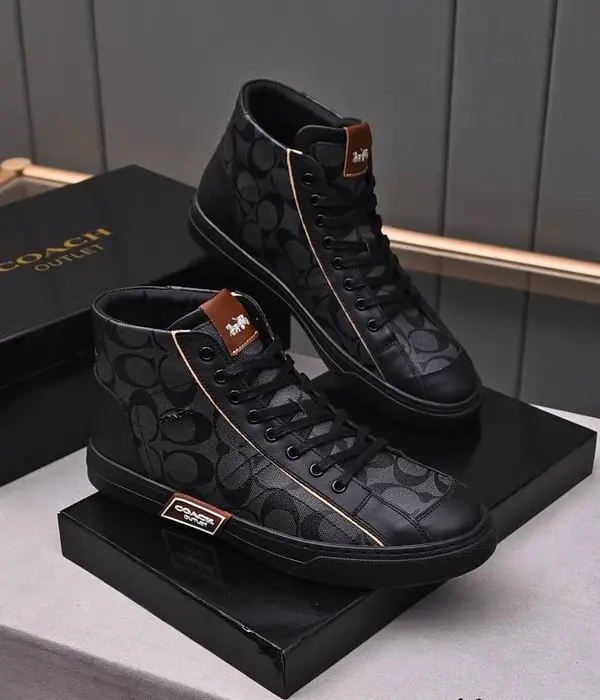 Coach High Line Signature Monogram Coated Canvas Pattern Trainers In 2 Colors