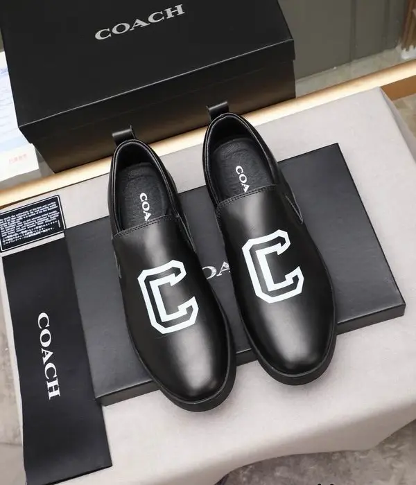 Coach Slip On Sneakers With Bold White Collegiate C Logo On The Front