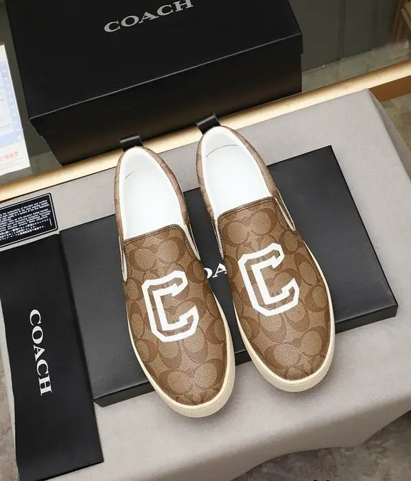 Coach Signature Slip On Sneakers With Classic Monogram Canvas In 2 Colors