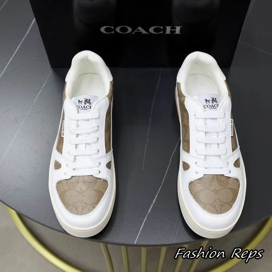 Coach Low Top Sneakers With Signature Monogram Canvas Panels In Different Colors