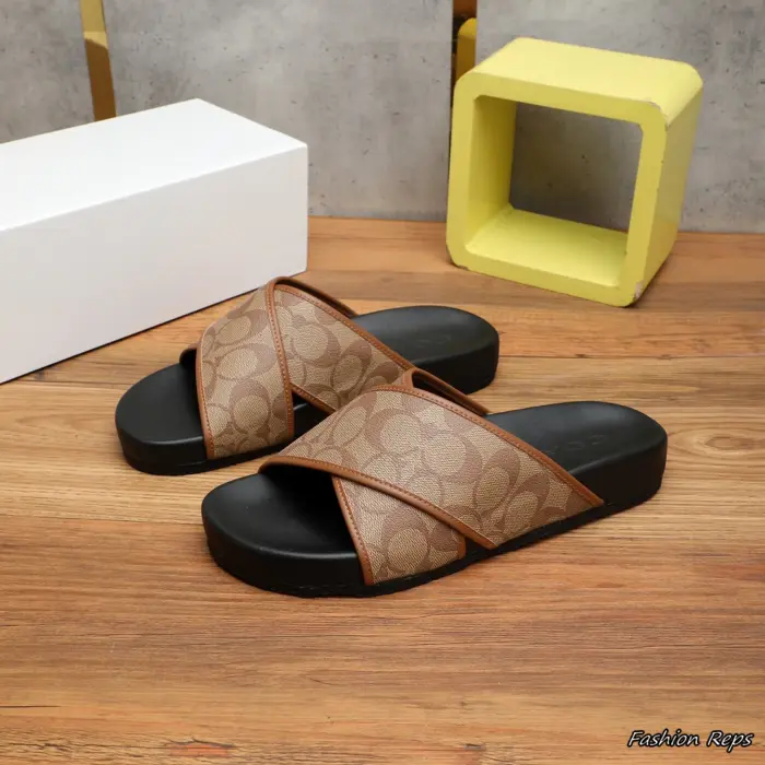Coach Signature Canvas Crossover Sliders In 2 Colors