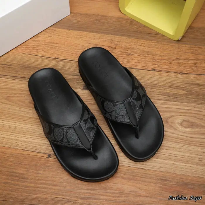 Coach Flip Flop Signature Monogram Canvas Sliders In 2 Colors