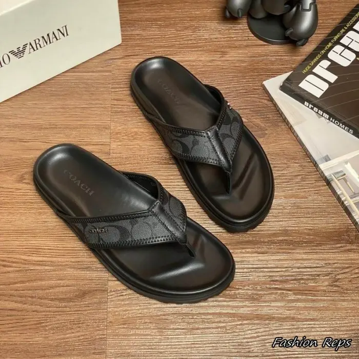 Coach Men's Flip Flops Monogram Canvas Sliders