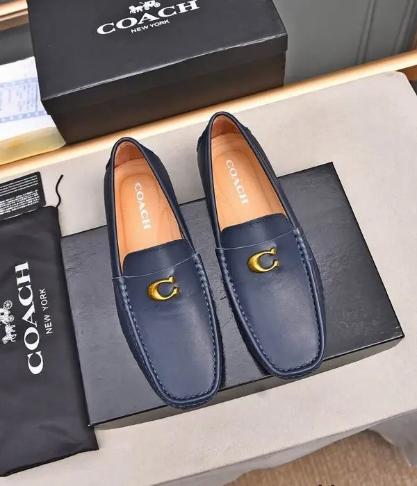 Coach Men's Loafers With Gold Tone C Hardware Emblem