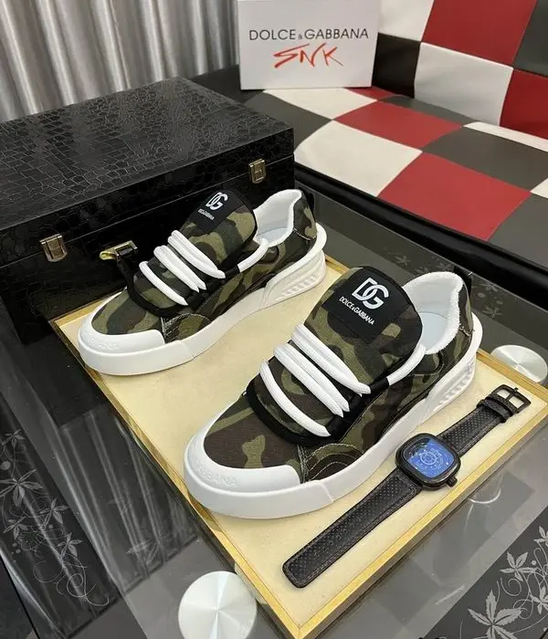Dolce & Gabbana Camouflage Sneakers With Prominent DG Logo On The Tongue