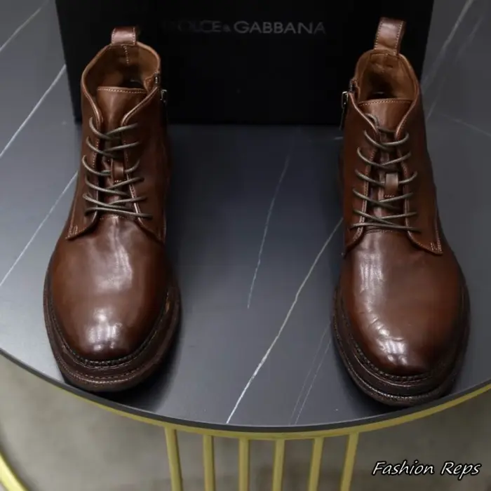 Dolce & Gabbana Lace Up Ankle Boots With Convenient Side Zipper