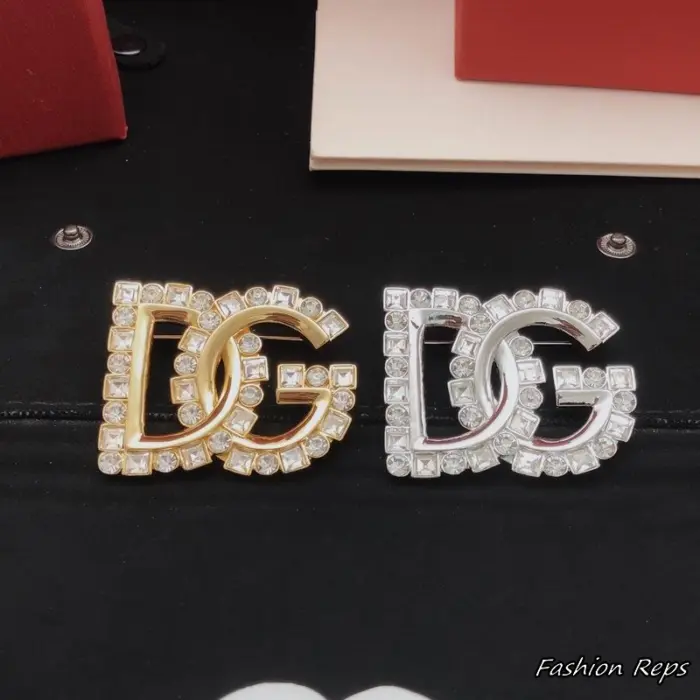 Dolce & Gabbana Rhinestone Detailed DG Logo Brooch In 2 Colors