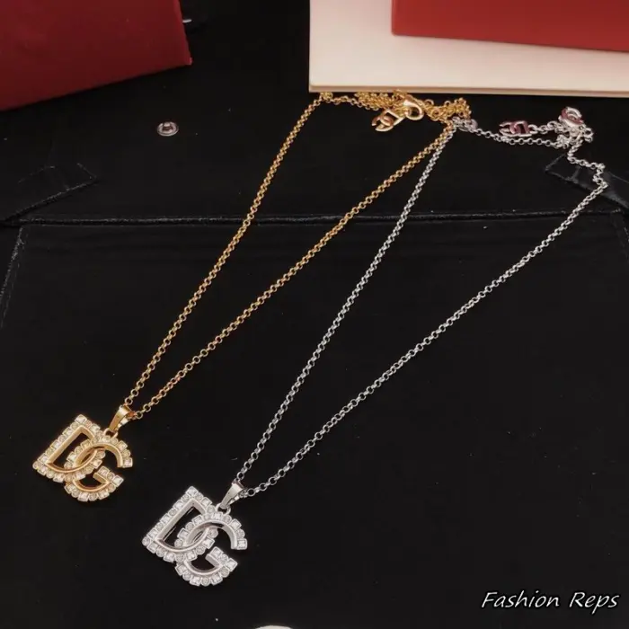 Dolce & Gabbana Crystal DG Logo Pendant Necklaces In 2 Colors