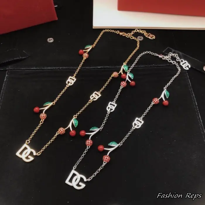 Dolce & Gabbana DG Logo & Cherry Charms Necklaces In 2 Colors