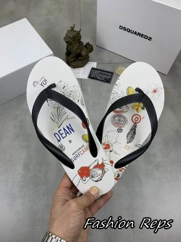 Dsquared2 Flip Flops Graphic Print & The Word DEAN Sliders