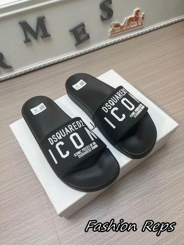 Dsquared2 Icon Sliders With Bold White Lettering Across The Wide Strap