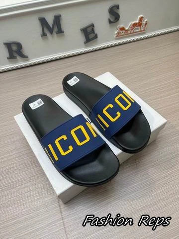 Dsquared2 Pool Sliders With Bold Yellow ICON Lettering