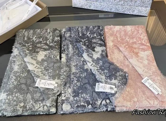 Dior Toile De Jouy Signature Pattern Scarfs In 2 Colors