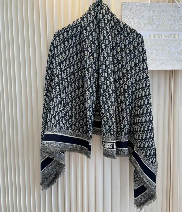 Christian Dior Oblique Motif Fringed Scarf