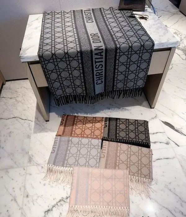 Christian Dior Geometric Grid Check Patterned Scarfs In Different Colors
