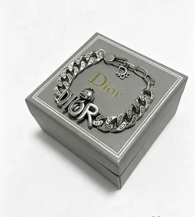 Dior Logo Italic Chain Link Bracelet
