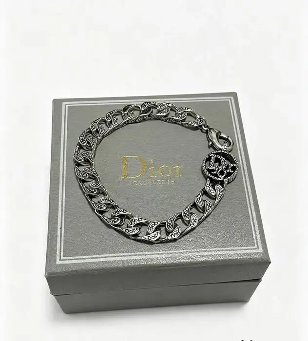 Dior Oblique Medallion Chain Link Bracelet