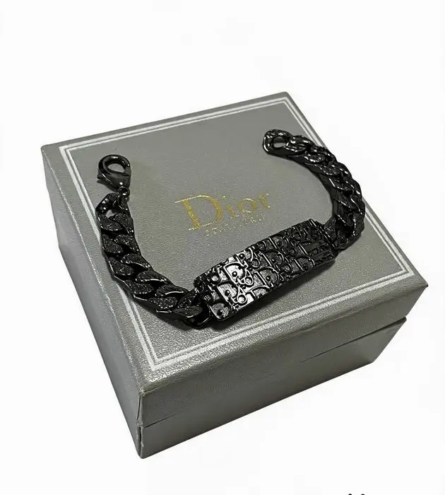 Dior Black Oblique Chain Link Bracelet