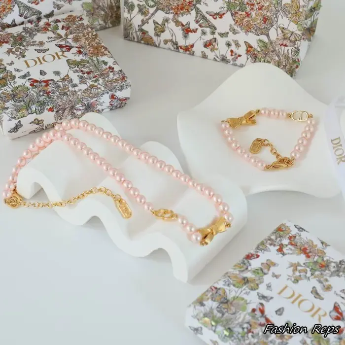 Dior CD Bow Necklace & Bracelet Set