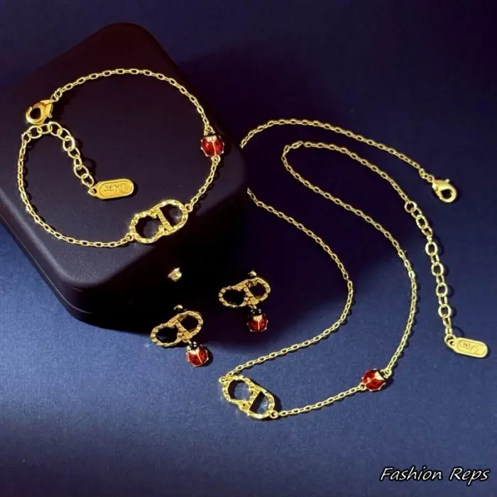 Dior Qixi CD Lady Twist Necklace & Bracelet & Earrings Set