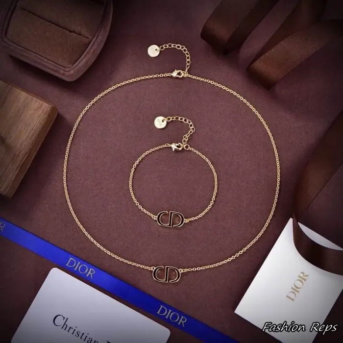Dior Petit CD Necklace & Bracelet Set