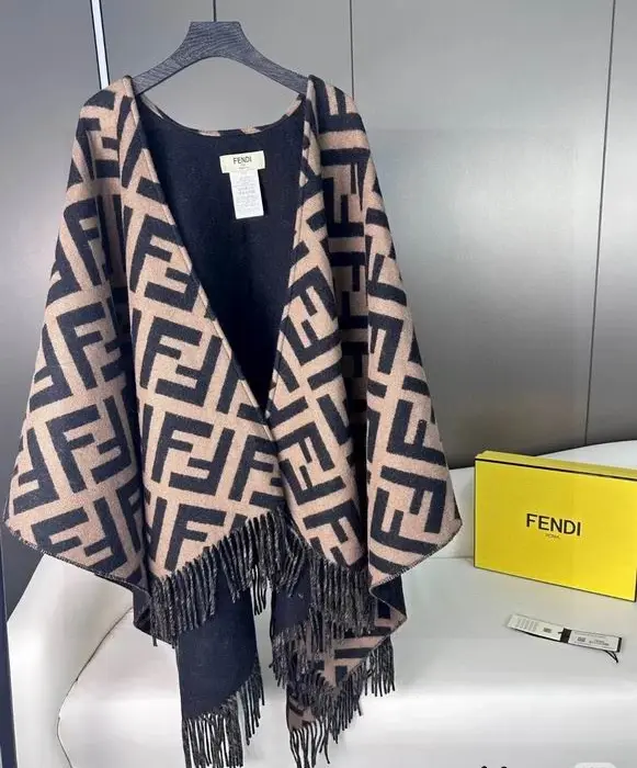 Fendi FF Monogram Pattern With Fringed Edge