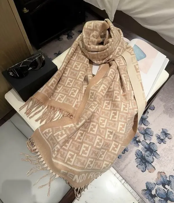 Fendi FF Logo Patterned Knitted Scarfs In Different Colors