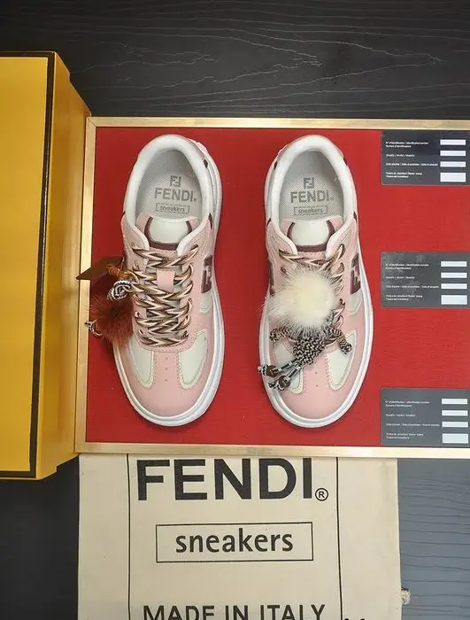 Fendi Platform Logo Trainers With Fur Pom Pom Charm